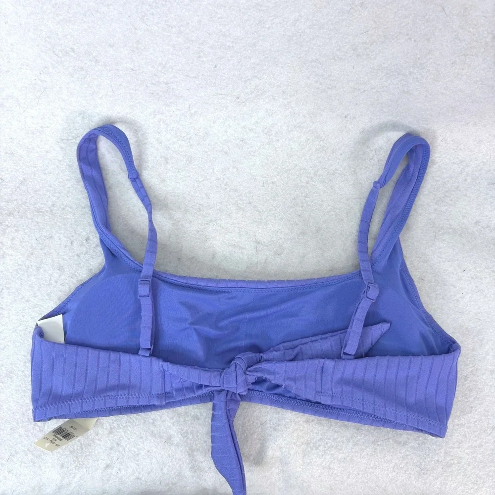 Aerie Ribbed Scoop Tie Back Bikini Top Periwinkle Womens M Coastal Summer